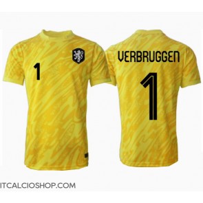 Olanda Bart Verbruggen #1 Portiere Seconda Maglia Europei 2024 Manica Corta